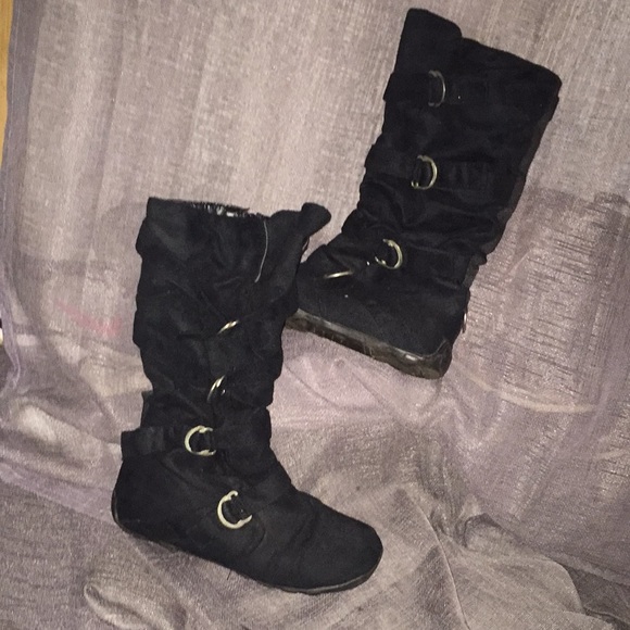 Tall Black Boots with Buckles - Picture 2 of 3